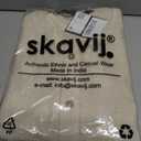 SKAVIJ Mens Handloom Cotton Kurta Long Sleeve Henley Shirt Crewneck Casual T-Shirts (Beige, L)