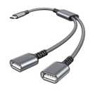 Basesailor USB C Male to Dual USB Female Cable Splitter 1FT,Thunderbolt 5 4 3 to Double Type A 2.0 OTG Adapter Cord Converter Multiple Hub for iPhone 17 Air 16 16e 15,MacBook Pro,iPad Mini,Samsung S25