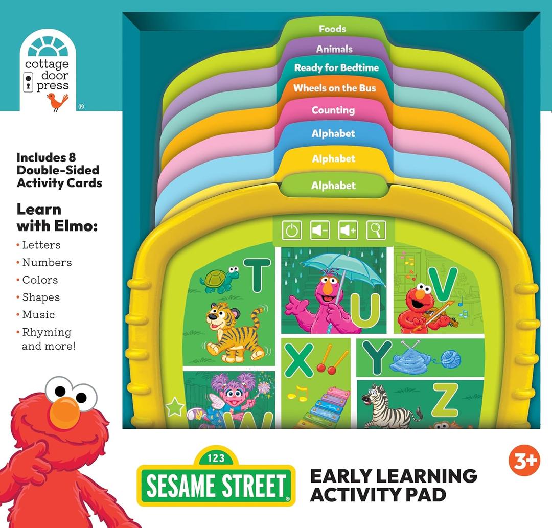 Sesame Street Early Learning Activity Pad - Read,Play, Press & Learn: ABCs, Numbers, Counting, Animals, Colors, Shapes, Music, Rhyming