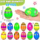 60 PCS 3.1" Plastic Printed Easter Eggs Bulk, Bright Colorful Fillable Empty Easter Eggs Bulks for Egg Hunt, Kids Easter Basket Stuffers Fillers Classroom Prizes Rewards Party Favors for Boys Girls