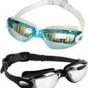 Swim Goggles,[Anti Fog/UV Resistant] Wide Clear Vision Swimming Goggles for adults Men Women,Bright Color Plated [ Nose+Ear Plugs+Goggle Case]