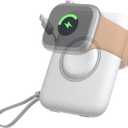 DDUAN Portable Watch Charger for Apple: 5000mAh Travel Wireless Power Bank with USB-C Cable - Keychain Charger Compatible with iwatch 9/8/7/6/5/4/3/2/1/SE2/SE & Phone 15/ Samsung (White, Light-ning)