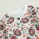 Newborn Baby Girl Boy Clothes Football Long Sleeve Crewneck Pullover Sweatshirt Long Pants Fall Winter Outfit (Beige)