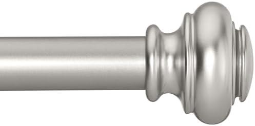 SIMEWIN Heavy Duty Curtain Rods for Windows 16x60 inch ,1 Inch Silver Curtain Rods for Bedroom, Living Room, Patio, Kitchen, Adjustable Curtain Rods with Classic Finials, Silver Finishing