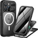 Lanhiem Magnetic for iPhone 15 Pro Max Waterproof Case, Built-in Privacy Screen Protector, Compatible with MagSafe, Anti-Spy Full Body Phone Case for iPhone 15 Pro Max 6.7", Black