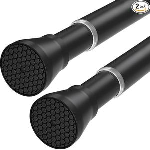 Black Tension Rods for Windows 28 to 48 Inch 2 Pack Spring Curtains Rod Tension Curtain Rod Expandable Pressure Curtain Rod Tension No Drill Adjustable Curtain Rods for Bathroom,Doorway,Door