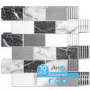 Art3d Peel and Stick Black White Grey Marble Wall Tiles – 12"x12" Thicker Design Backsplash, Self-Adhesive Tile for Kitchen & Bathroom Decor