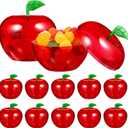 Cabilock Christmas Apple-Shaped Candy Packaging Box Plastic Container 7.1X7.1X7.7 Inches Holiday Candy Jar for Chocolate Treats and Seasonal Storage