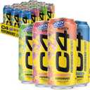 C4 Performance Energy Drink, Jolly Rancher Variety Pack, Zero Sugar Carbonated Preworkout Energy, 200mg Caffeine with Beta Alanine, 16 Fl Oz (12 Pack) (EXP 08/10/26)