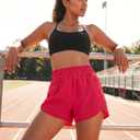 BMJL Women's Running Shorts Elastic High Waisted with Pockets, 2.5" Sporty Workout Quick Dry Athletic Shorts (Red, S)