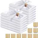 RUDONG M 100 Pcs White Satin Napkins and Napkin Rings Set, 17 x 17 Inch Square Cloth Napkins Set of 50, Silky Soft Table Napkins Bulk for Weddings, Banquet, Parties Dinner Decoration