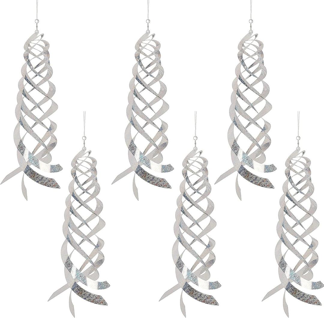 Hausse Bird Repellent Spiral Reflectors Silver Mylar Spinner, Hanging Reflective Bird Deterrent Device, Garden Decorative Scare Birds Away, Like Woodpeckers, Pigeons and Geese, 6 Pack (15.8 Inch, Silver) Hausse Bird Repellent Spiral Reflectors Silver Mylar Spinner, Hanging Reflective Bird Deterrent Device, Garden Decorative Scare Birds Away, Like Woodpeckers, Pigeons and Geese, 6 Pack (15.8 Inch, Silver)