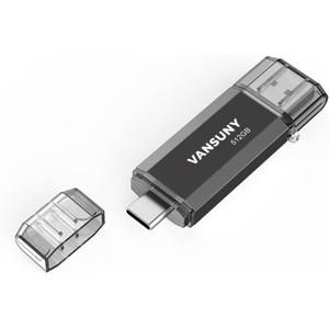 Vansuny 512GB Type C Flash Drive 2 in 1 OTG USB 3.0 + USB C Memory Stick with Keychain Dual Thumb Photo Stick Jump Drive for Android Smartphone, Computers