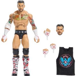 Mattel WWE Elite Collection Top Picks Action Figures & Accessories Set, 6-inch Collectible CM Punk with Swappable Hands & Ring Gear