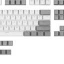 Happy Balls PBT Keycaps Backlit Cherry MX Keycap Set Doubleshot OEM Profile Translucent for US UK Layout 61 68 84 87 104 108 MX Switches Mechanical Keyboard (White Grey)