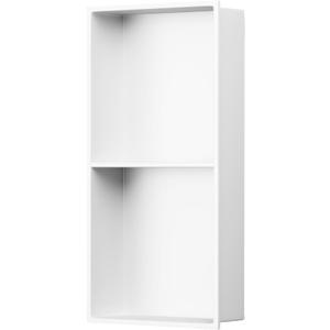 Shower Niche 12 X 24 in No Tile Needed, White Double Shelves Recessed Wall Niche Shelf for Bathroom Storage, Stainless Steel