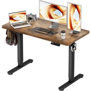 BIZUM Standing Desk Electric Adjustable Computer Desk-Stand up Desk Office Gaming Home Office Memory Desks 48x24 inches Black Frame/Rustic Brown Top