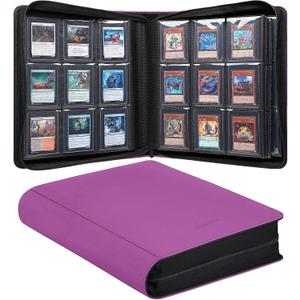9-Pocket Trading Card Toploader Binder, Holds 360 3"x 4" 35PT Toploaders, Card Collection Albums with Sleeves for Sports Cards and Trading Card in 3 x 4" Rigid Card Holder - Purple