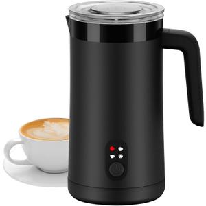 Milk Frother, 4 in 1 Electric Milk Steamer, 13.5oz Automatic Warm and Cold Foam frother for Coffee, Latte, Macchiato, Cappuccino, Hot Chocolate (Classic Black)