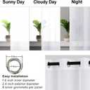 Hiasan White Sheer Curtains 96 Inches Long with Tiebacks, Lightweight and Light Filtering Voile Drapes Extra Long Grommet Window Curtains for Bedroom, Living Room, Patio Door, W52 x L96, 2 Panels