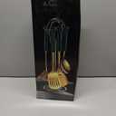 Generic Stainless Steel Kitchen Utensil Set, Spoon, Spatula, Pasta Server, Small Spatula (Black & Gold)