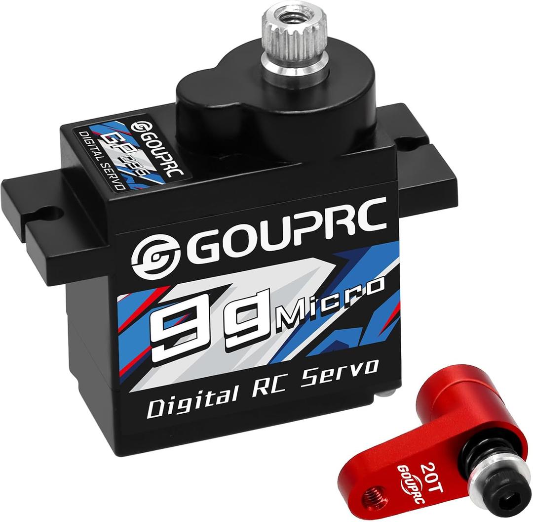 GOUPRC 9G Micro Digital Servo of Metal Gears for ARRMA Granite GROM 1/18 Typhon GROM 1/14 Mini Mojave GROM 1/14 RC Car Buggy Truck, Upgrade Servo Parts with 20T Servo Horn Red