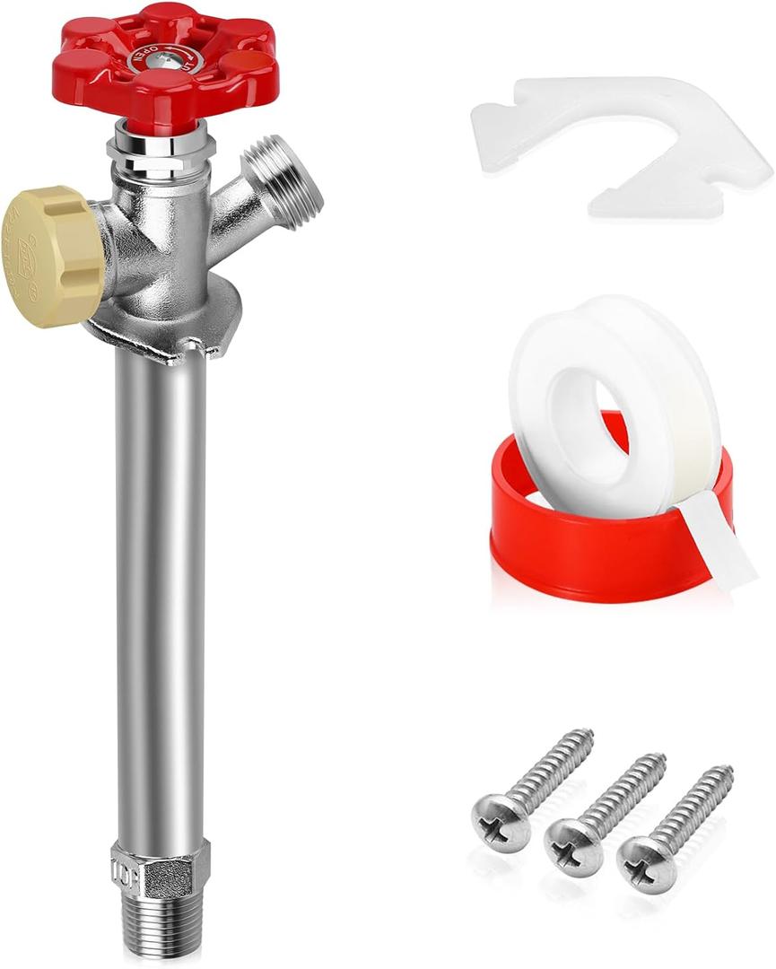 Boltigen 6inch Anti-Siphon Frost Free Sillcock Valve, No Lead Brass Freeze Proof Outdoor Water Faucet, 1/2" NPT X 3/4'' GHT Hose Bib Frost Free Outside Spigot