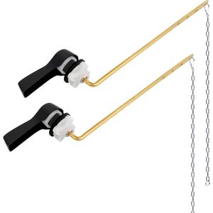 Hibbent 2 Pack Universal Front Mount Toilet Handle Tank Flush Lever Replacement Handle with 2 Pieces Stainless Steel Flapper Chains for Most Front Mount Toilets - Matte Black Finish
