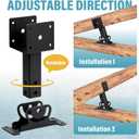 4 Pack 304 Stainless Steel 4x4 Heavy Duty Roof Riser Brackets Kit, Adjustable Roof Riser Beam Mount Brackets for Roof Pergola Gazebo (Black)