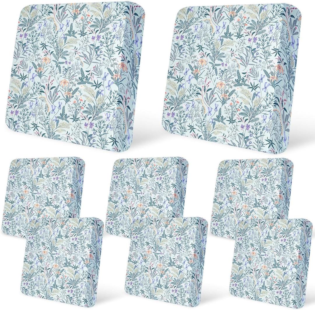 pickyNproud 8Pcs Patio Cushion Covers Stretch Outdoor Couch Cushions Slipcovers Replacement Washable Furniture Protector with Elastic Bottom Sofa Chair Seat Cover, Light Cyan