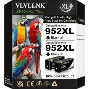 Replacement for 952XL Black Ink Cartridges Compatible for HP 952XL Ink Cartridges Combo Pack for 952 XL Work with OfficeJet Pro 8710 7740 8720 8715 8210 8703 OfficeJet 8702 (2 Black)