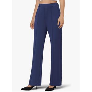 Women's Dress Pants Business Casual Stretchy Work Pants High Waisted Pull On Slacks Office Wide Leg Trousers, S