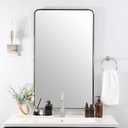 ANDY STAR Chrome Mirrors for Bathroom, 24x40’’ Chrome Rounded Rectangle Mirror Stainless Steel Metal Tube Framed (Anti-Rust), Wall-Mounted Horizontal/Vertical