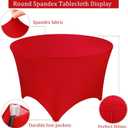 2 Pack 5FT Round Spandex Tablecloth 60" Round Elastic Table Cover Washable Wrinkle Resistant Fitted Table Cloth for Wedding Party Birthday Banquet Bar Events(Red)