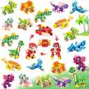 24 Pack Party Favors for Kids  3-in-1 Dinosaur Building Block Toys, Kids Classroom Gifts, Stocking Stuffers, Goodie Bag Stuffers, Classroom Rewards, Birthday for Boys Girls Ages 6-12