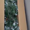 Homde Pencil Christmas Tree 6 Foot Pre-Lit Artificial Christmas Tree with Flocked Snow Pine Cone 160 Warm White Lights Holiday Decor (5ft 11in)