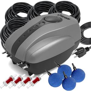 Pond Aeration Kit Pond Aerator Pump with Check Valves Air Stones Airline Tubing, All-in-1 Pond Air Pumps for Outdoor Ponds up to 2000 Gallon
