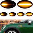 Smoked Lens LED Side Fender Marker Light for 2002-2006 BMW Mini Cooper R50 R52 R53 Hatchback Coupe Convertible, Amber Sequential Indicator Sidemarker Lamps