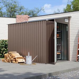 Breezestival 5x7 FT Lean to Shed, Outdoor Metal Storage Shed, Utility Steel Tool Shed with Lockable Door for Bike, Garden, Backyard, Patio, Lawn