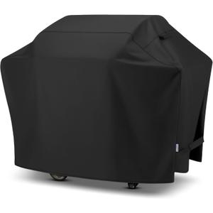SunPatio BBQ Grill Cover 70 Inch, Outdoor Heavy Duty Waterproof Barbecue Gas Grill Cover, Fade Resistant, All Weather Protection Compatible for Weber Charbroil Kenmore Brinkmann and More, Black