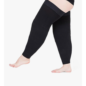 Runee Wide Leg Thigh Compression Stocking - 20-30mmHg Compression For People With Wide Calfs And Thigh (Black)