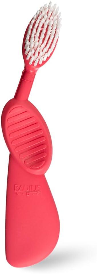RADIUS Toothbrush, Flex Brush, Soft Bristles, Right Handed, Watermelon Brush with White Bristles, BPA Free & ADA Accepted, Pack of 1