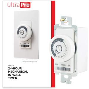 UltraPro 24-Hour Indoor Mechanical In-Wall Timer, 30 Minute Interval, Neutral Wire Required, Dial Timer Light Switch for Lights, Bathroom Fan, Exhaust Fan, Single Pole Wall Timer Switch, White, 41092 (1 Pack)