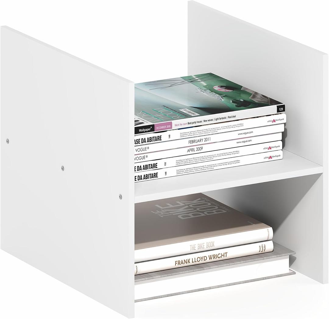 Furinno Cubicle Cube Insert, H-Shelf Cube Organizer, 2-Tier Shelf Accessory, Fits into Furinno Triple Thick Cubes, IKEA Kallax, for Organizers and Storage, White