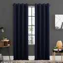 Sun Zero Soho 2-pack Blackout Energy Efficient Grommet Curtain Panel Pair, 54" x 84", Navy Blue