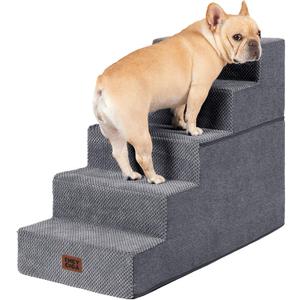 EHEYCIGA Dog Stairs for High Bed 22.5" H, 5-Step Dog Steps for Bed, Pet Steps for Small Dogs and Cats, Non-Slip Balanced Pet Ramp Indoor, Grey