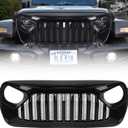 Front Grill Glossy Black Grille Grid For Jeep Wrangler JL JLU 2018, 2019, 2020, 2021, 2022 & Gladiator JT (Glossy Black Fury)