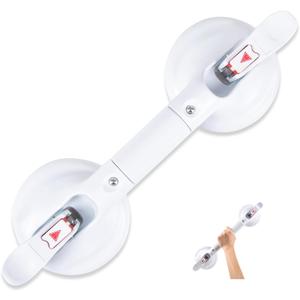 15inch Upgrade Suction Shower Grab Bar, Portable Shower Handle Bar Suction Grip Bar Bathtub Handle with Strong Hold Suction Cup Fitting and Rapid Release for Bathroom(Max Capacity :300lb (White-Pro)