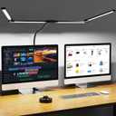 Desk Lamp, Clamp Desks Lamps for Home Office, 24W Flexible Gooseneck Table Lamp, 10 Color Modes & Brightness Eye-Caring Desk Light w/USB Adapter (12V2A Black)