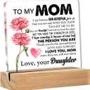 Yuzi-n Acrylic Desk Decorative Sign, 4x4 Inches, Mother's Day Birthday Christmas Gift, Floral Grateful Clear Signage for Home Decor (Pack of 3)